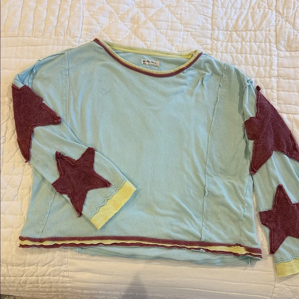 We The Free Light Blue Star Long Sleeve Tee - Picture 1 of 6
